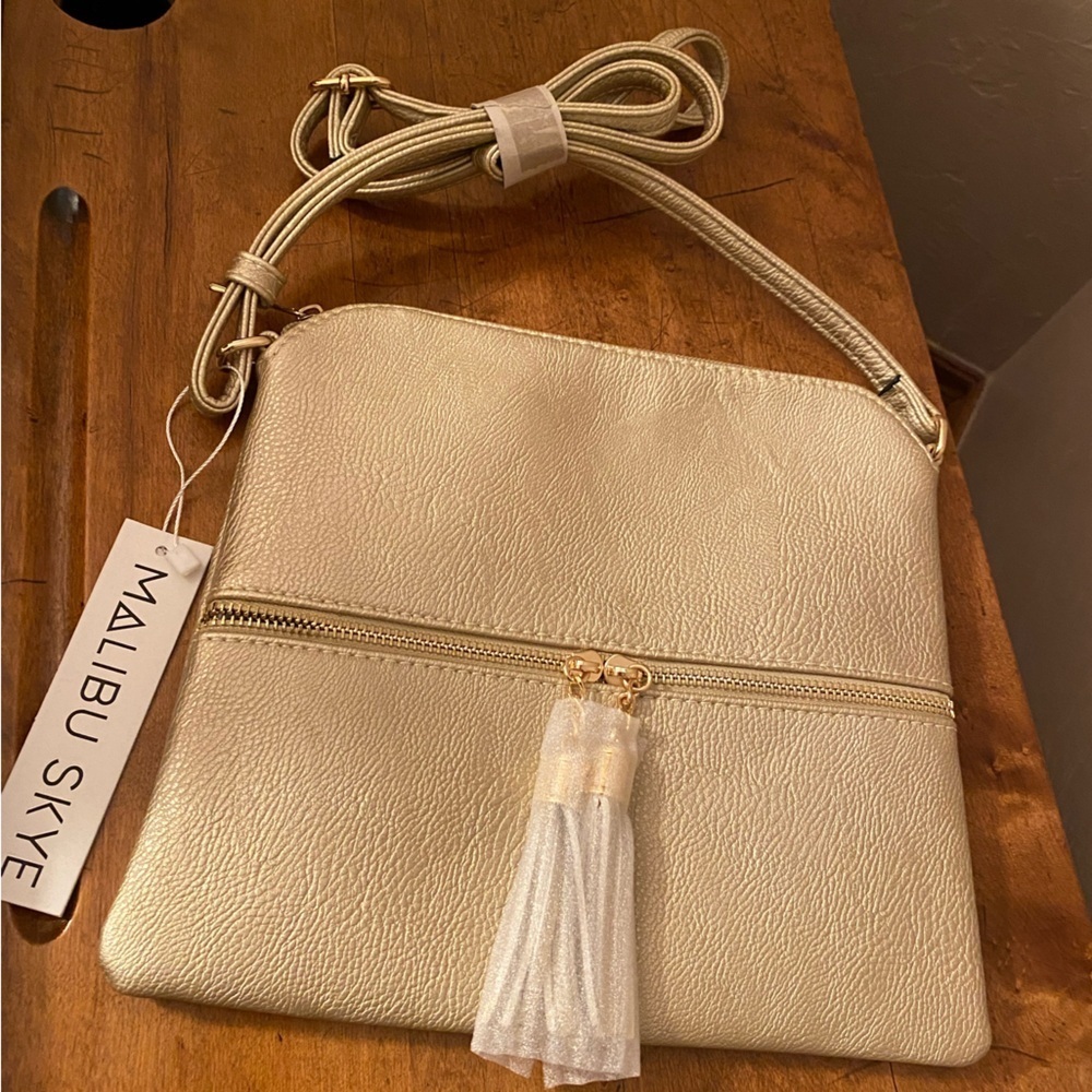 Malibu Skye NEW Anna Tassel Crossbody Bag - Gold NWT